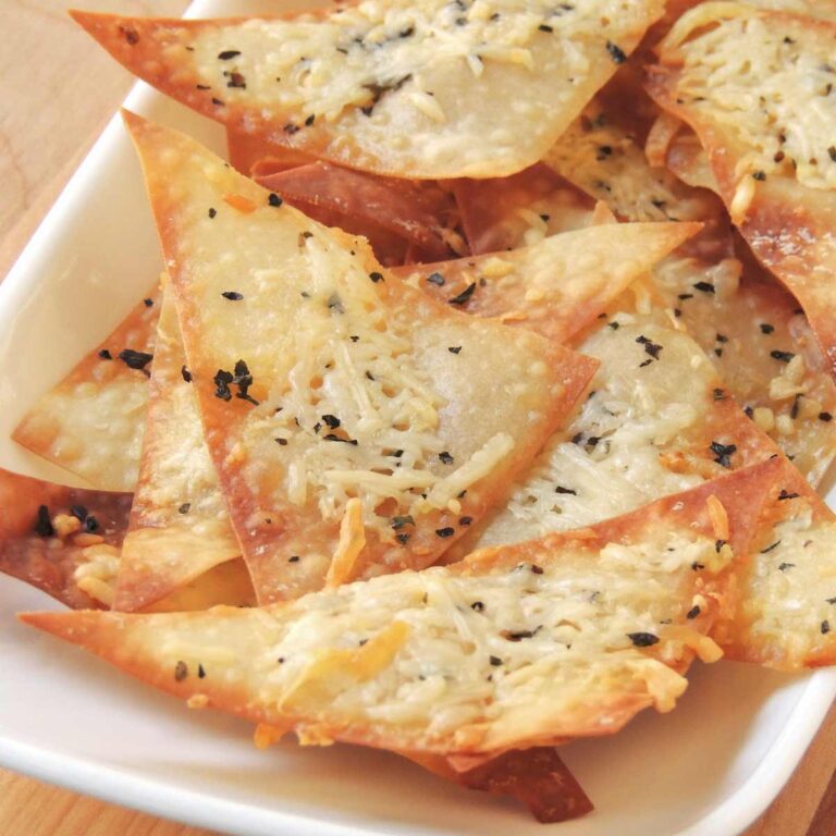 Easy Baked Parmesan Wonton Chips