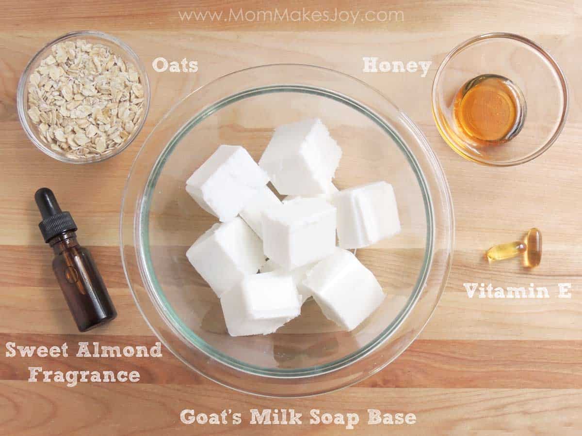 Almond oatmeal goat's milk soap bars ingredients