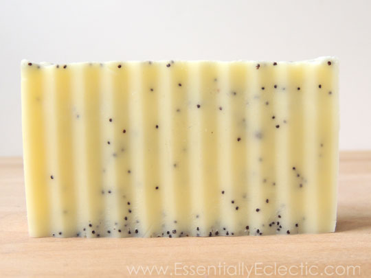 These lush lemon poppy seed soap bars are made with cocoa, shea & mango butters! Check out how to make them yourself with this easy tutorial. | DIY Bath and Body | How to make soap without lye | Soap Making | Mom Makes Joy