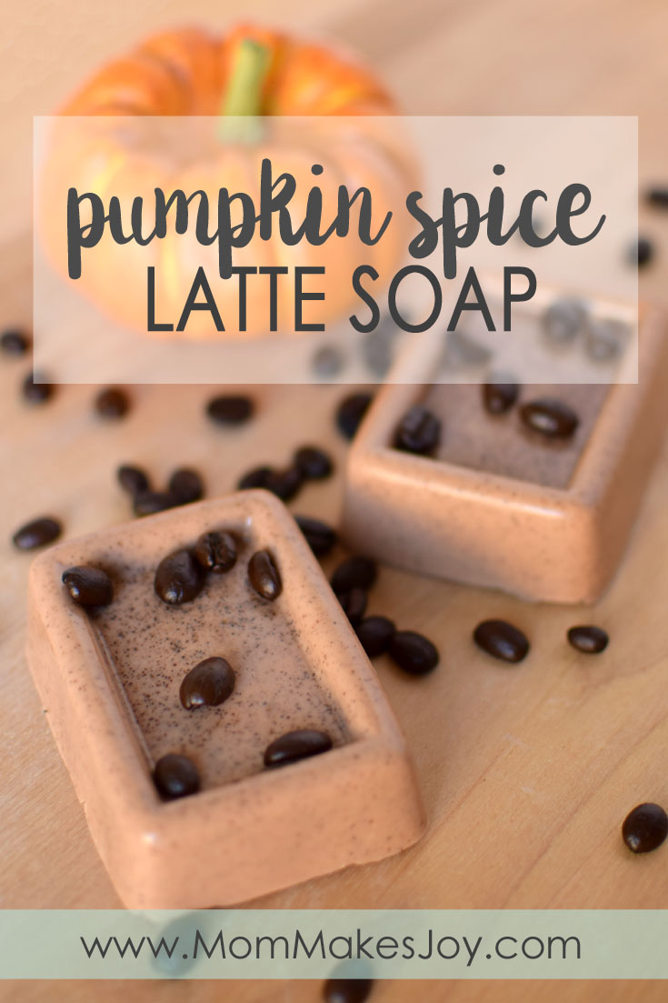 If you love all things fall, you will LOVE this pumpkin spice latte soap. Learn how to put together this delicious pumpkin spice latte soap in just minutes! | DIY Bath and Body | How to make soap without lye | Seasonal soap | Melt and Pour Soap | Soap Making | Mom Makes Joy