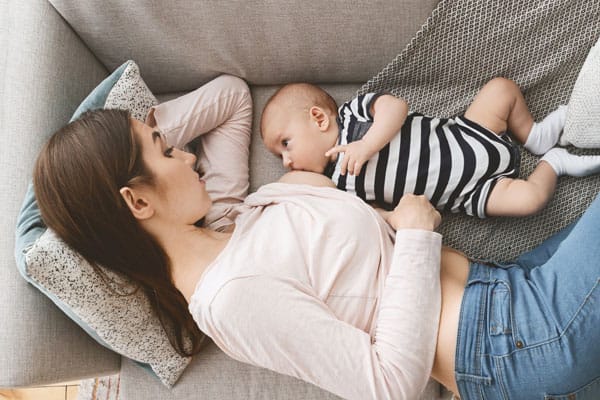 Sleeping on a couch with baby is never recommended