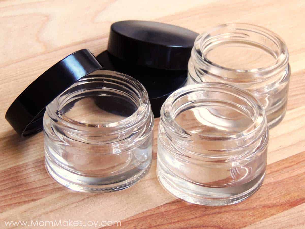 Glass jars for making homemade lip balm
