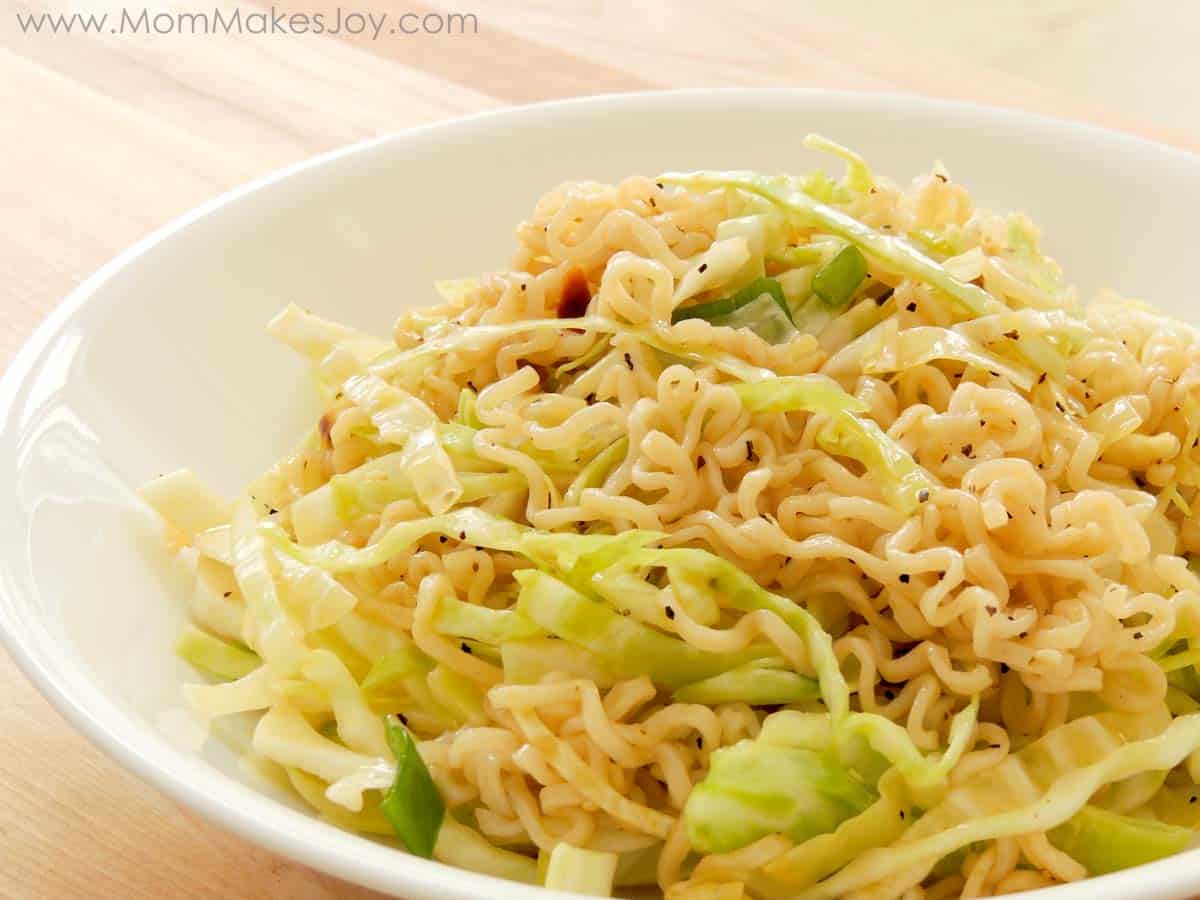 Finished oriental ramen noodle cabbage salad