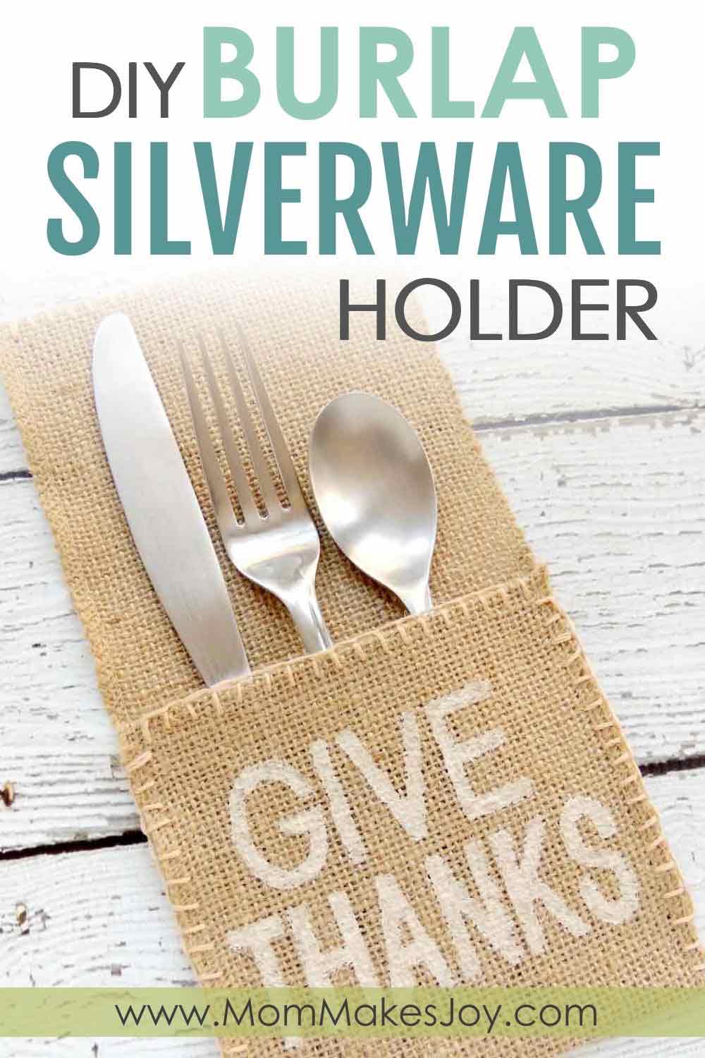 DIY Burlap Silverware Holder