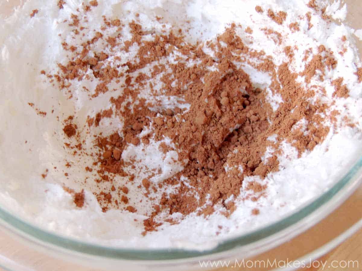 Cocoa powder added to foaming bath butter