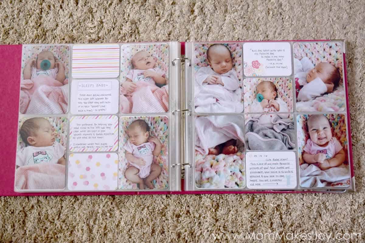 An easy tutorial on how to make a baby book FAST! I have a ton of pictures of my baby and wasn't sure how to display my baby pictures in a way that would all fit well in one book. Putting my baby book togheter this way made things SO much easier than traditional scrapbooking!