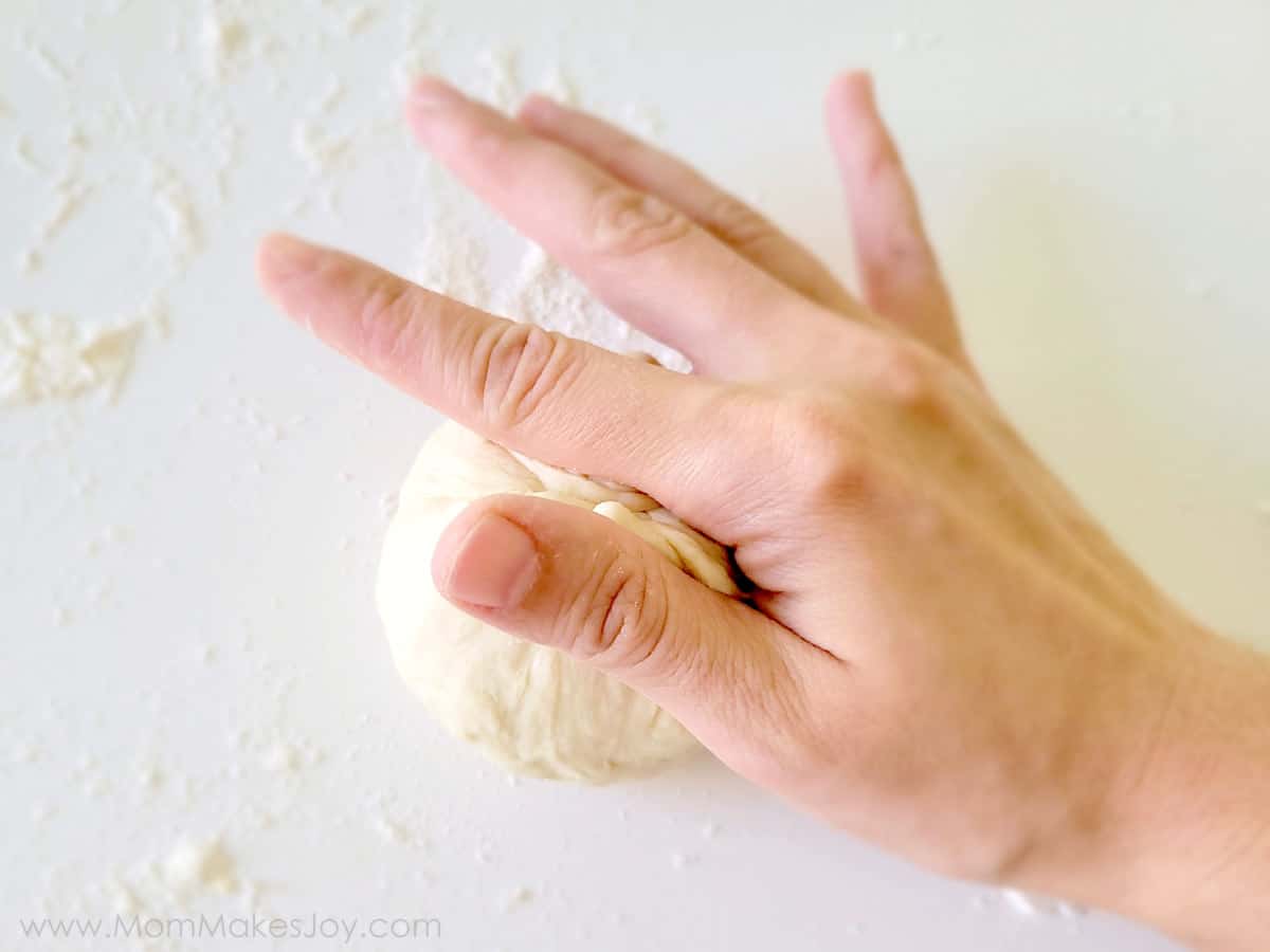 Pinch the dough closed around the potato filling